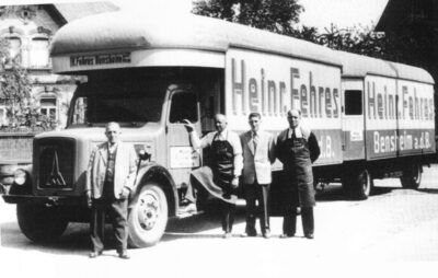 Heinz Fehres mit Team und Transport LKW 1982